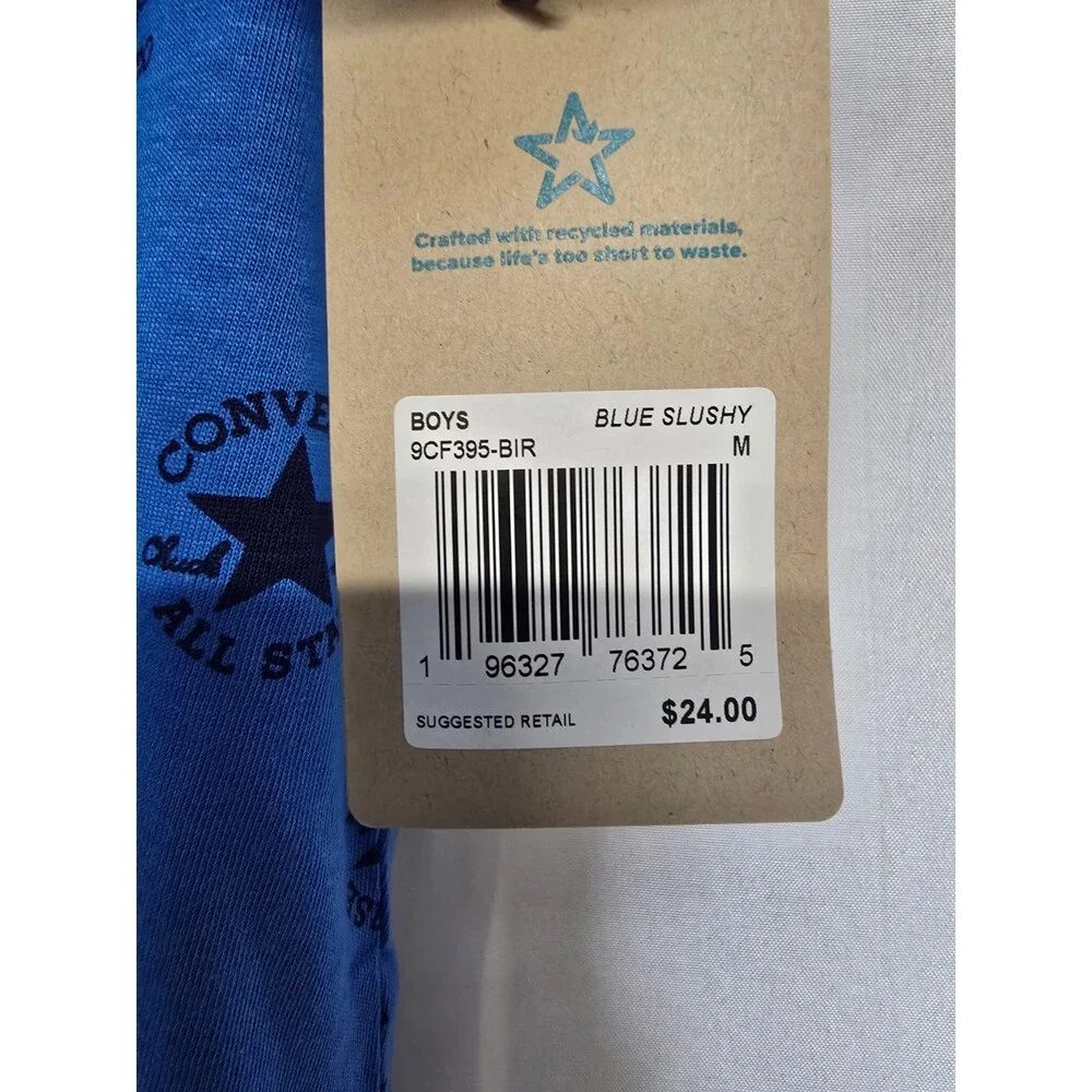 NWT Converse Renew Boys Blue Slushy All Star Logo Graphic T-Shirt Size M